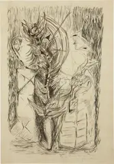Untitled (Surrealist Composition) by Gunther Gerzs, 1945, Indian ink, colored pencil and oil stick on paper, offered Nov 2013