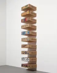 Jose Dávila, Untitled, 2010, found cardboard boxes, flat washers, screws