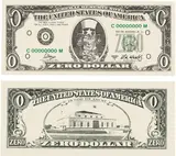 Two works: Zero Dollar by Cildo Meireles, 1984, offset print on paper, sold Nov 2013