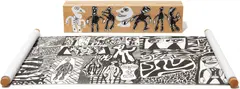 Parcours by Jean Dubuffet, 1981, Screenprint in black and white, on silk backed with rag paper, mounted as a scroll on wooden dowels,, offered Apr 2013