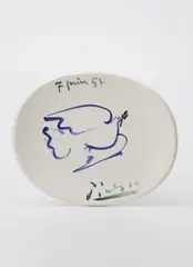 Colombe by Pablo Picasso, 1954, Unique ceramic plate painted in colors,, sold Apr 2013