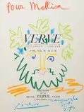 Tête d’homme barbu couronnée de feuilles by Pablo Picasso, 1957, Drawing in colored crayons, over Verve title page,, sold Apr 2013