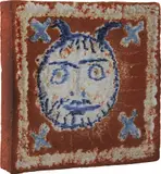 Tête de faune by Pablo Picasso, 1956, Unique ceramic tile, painted in white and blue with partial glaze,, sold Apr 2013