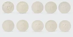 Pablo Picasso, Face Plates: group of 10, 1956; and 1965, A group of 10 white earthenware round dishes,