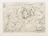 Pablo Picasso, Morte au Soleil, IV (Death in the Sun) or Corrida. Femme torero blessée. III (Wounded Female Bullfighter), plate 13 from La suite Vollard, 1933, Drypoint, etching and scraper printed with plate tone, on Montval watermark Picasso, with full margins (deckle on three sides),