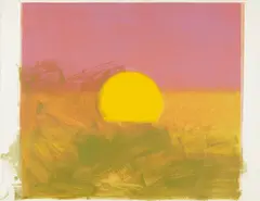 Andy Warhol, Sunset, 1972, Unique screenprint in colors with extensive hand-painting, on wove paper, the full sheet,
