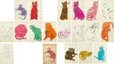 Andy Warhol, 25 Cats Name(d) Sam and One Blue Pussy book, circa 1954, The complete book, comprised of 18 offset lithographs (14 with hand-coloring), including cover image, on laid paper, bound (as issued), written by Charles Lisenby,