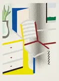 Roy Lichtenstein, Interior with Chair, from Leo Castelli 90th Birthday portfolio, 1996, Screenprint in colors, on Somerset paper, with full margins,