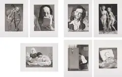 John Currin, Milestones portfolio, 2006, The complete portfolio of seven etchings with aquatint and drypoint, on Kochi NB paper, with full margins, also with title and colophon pages and original portfolio box,