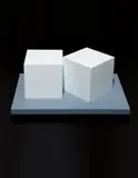 Sol LeWitt, Two Cubes, 2005, Sculpture comprised of shaped solid slabs of syntactic polyurethane and painted in lacquer,