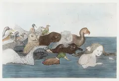 Kiki Smith, Pool of Tears II, 2000, Intaglio with hand-watercoloring, on En Tout Cas paper, with full margins,