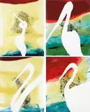Julian Schnabel, View of Dawn in the Tropics suite: four prints, 1998, Four screenprints in colors with poured resin and hand-coloring, on Museum Board, the full sheets,
