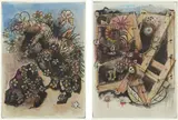 Jake and Dinos Chapman, My Giant Colouring Book portfolio: no. 7 and no. 19, 2004, Two etchings with watercolor hand-coloring, on Somerset paper, with full margins,