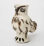Pablo Picasso, Chouette (Wood-Owl), 1969, White earthenware turned vase painted in brown, black and white with boring-rod engraving and partial brushed glaze,