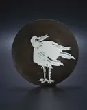 Oiseau no. 93 (Bird no. 93) by Pablo Picasso, 1963, White earthenware round plate painted in black patina, white and black with decoration and partial brushed glaze,, sold Apr 2013