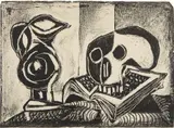 Le pichet noir et la tête de mort by Pablo Picasso, 1946, Lithograph, on wove paper, the full sheet,, sold Apr 2013
