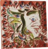 Pablo Picasso, Neptune Clair (Light Neptune), 1968, Red earthenware plaque painted in white, blue and two greens with engraving and partial brushed glaze,