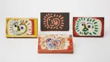 Pablo Picasso, Petit Soleil (Little Sun): four versions, 1968, Four red earthenware rectangular plaques painted in colors with engraving and partial brushed glaze,