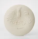 Visage au masque de chevrons (Face with Herring-Bone Patterned Mask) by Pablo Picasso, 1963, White earthenware round plate,, sold Apr 2013