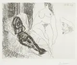 Pablo Picasso, Deux femmes, avec voyeur, pl. 158 from 347 Series, 1968, Etching, on Rives paper, with full margins,