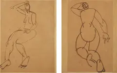 Nu; and Nu by Fernand Léger, 1911, Two ink drawings, on thin wove paper,, sold Apr 2013