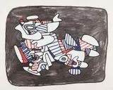 Jean Dubuffet, Lion héraldique, from Fables album, 1976, Screenprint in colors, on Arches paper, with full margins,