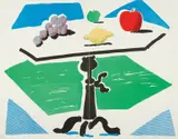 Apples, Grapes and Lemon on a Table (from Brooklyn Academy of Music) by David Hockney, 1988, Handmade copier print in colors, on two sheets of Arches laid paper, the full sheets,, sold Apr 2013