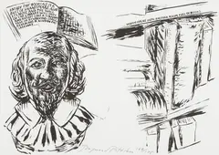 Untitled (inside the bookcase...) by Raymond Pettibon, 2007, Lithograph, on Somerset textured paper, the full sheet,, sold Apr 2013