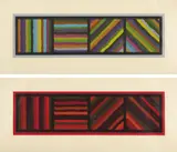 Sol LeWitt, Bands (Not Straight) in Four Directions: plate 1; and 4, 1999, Two woodcuts in colors, on Zangetsu paper, with full margins,