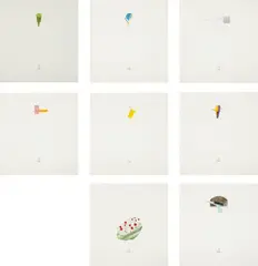 Up to 7 by Richard Tuttle, 2000, The complete set of eight aquatints with drypoint and soft ground etching in colors, on wove paper, with full margins,, offered Apr 2013