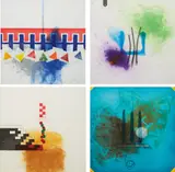 Richard Tuttle, Label 9-12 series, 2004, The complete set of four etchings with aquatint, drypoint and fabric collé, on wove paper, the full sheets,