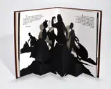 Kara Walker, Freedom, A Fable, 1997, Laser-cut paper pop-up book, bound in brown leather (as issued), with the accompanying Norton family Christmas card, contained in original corrugated cardboard box