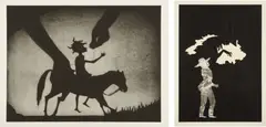 Testimony; and Chanterelle Menu by Kara Walker, 2005 and 2006, Two prints, comprised of one photogravure and one screenprint, on Twinrocker paper, with full margins,, sold Apr 2013
