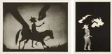 Kara Walker, Testimony; and Chanterelle Menu, 2005 and 2006, Two prints, comprised of one photogravure and one screenprint, on Twinrocker paper, with full margins,