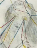 Kiki Smith, Summer Night, from Skowhegan portfolio no. 1, 2011, Lithograph in colors with glitter, hand-coloring and white gold leaf, on Hosho paper, the full sheet,