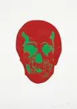 Chili Red/Lime Green Skull, from The Dead series by Damien Hirst, 2009, Foil block print in colors, on Arches 88 paper, with full margins,, sold Apr 2013