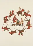 Marcel Dzama, Ceremonies of the Horsemen, 2006, Lithograph in colors on Rives BFK paper, with full margins,