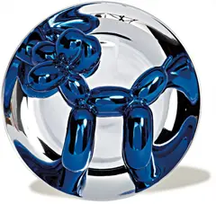 Balloon Dog (blue) by Jeff Koons, 2002, Porcelain multiple painted in chrome,, sold Apr 2013