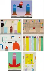 [7 Silkscreens] by Sadamasa Motonaga, circa 1977, Seven screenprints in colors, on Rives BFK paper, with full margins,, offered Apr 2013