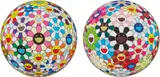 Flower Ball Cosmos (3D); and Flower Ball Blood (3D) V by Takashi Murakami, 2008, Twooffset lithographs in colors, on smooth wove paper, the full sheet,, sold Apr 2013