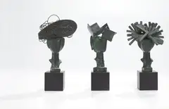 Diálogo de damas by Manolo Valdés, 2006, The complete set of three bronze sculptures with green patina on wood bases,, sold Oct 2013