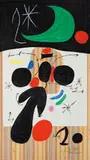 Intérieur et nuit (Interior and Night) by Joan Miró, 1969, Lithograph in colors, on textured wall paper, the full sheet,, sold Oct 2013