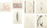 Louise Bourgeois, La Réparation, 2003, The complete set of seven etching and engravings (three with red), on Hahnemühle paper, with full margins,