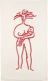 Louise Bourgeois, Mother and Child, 2007, Screenprint in red, on linen,