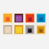 Josef Albers, White Line Squares, Series II sample portfolio, 1967, lithograph in colors, embossing