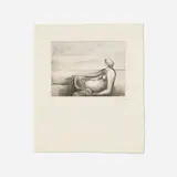 Henry Moore, Reclining Figure 7 (from the Reclining Figures portfolio), 1977-78, etching in colors on Richard de Bas