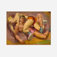Duncan Grant, Wrestlers, 1940, oil on canvas