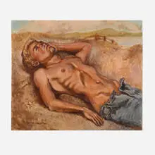 James Palmer Libby, Untitled (Male Semi-Nude), 1989, oil on board