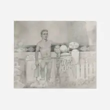 Untitled (Man with Fence) by John Lear, 1998-2008, graphite on paper, sold Dec 2025