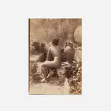 Wilhelm von Gloeden, Untitled (Male Nude Figure Study with Greek Vase on Garden Patio), 1902, vintage gold-toned albumen silver print